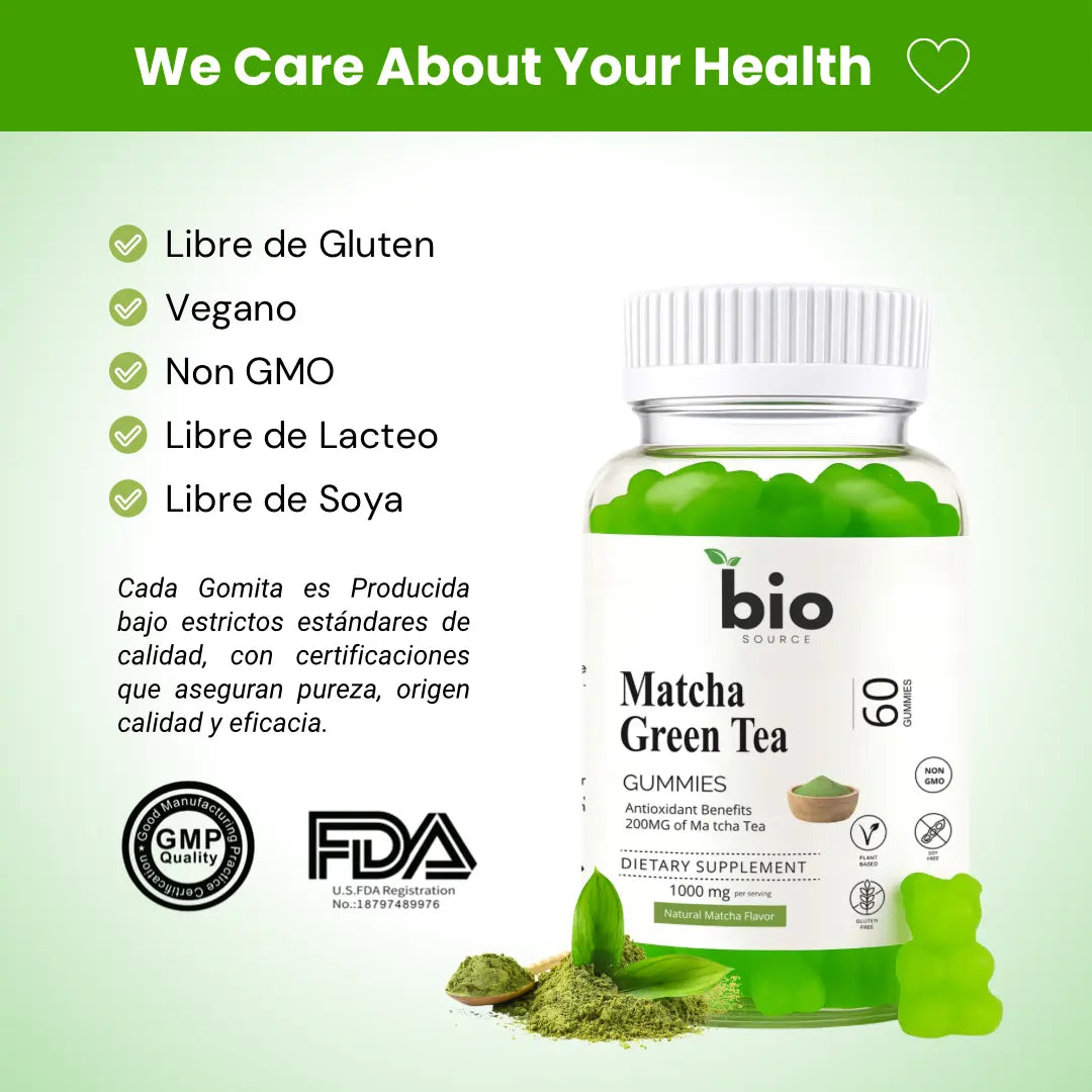 Matcha Gomitas 200mg Sabor Natural - Bio Source