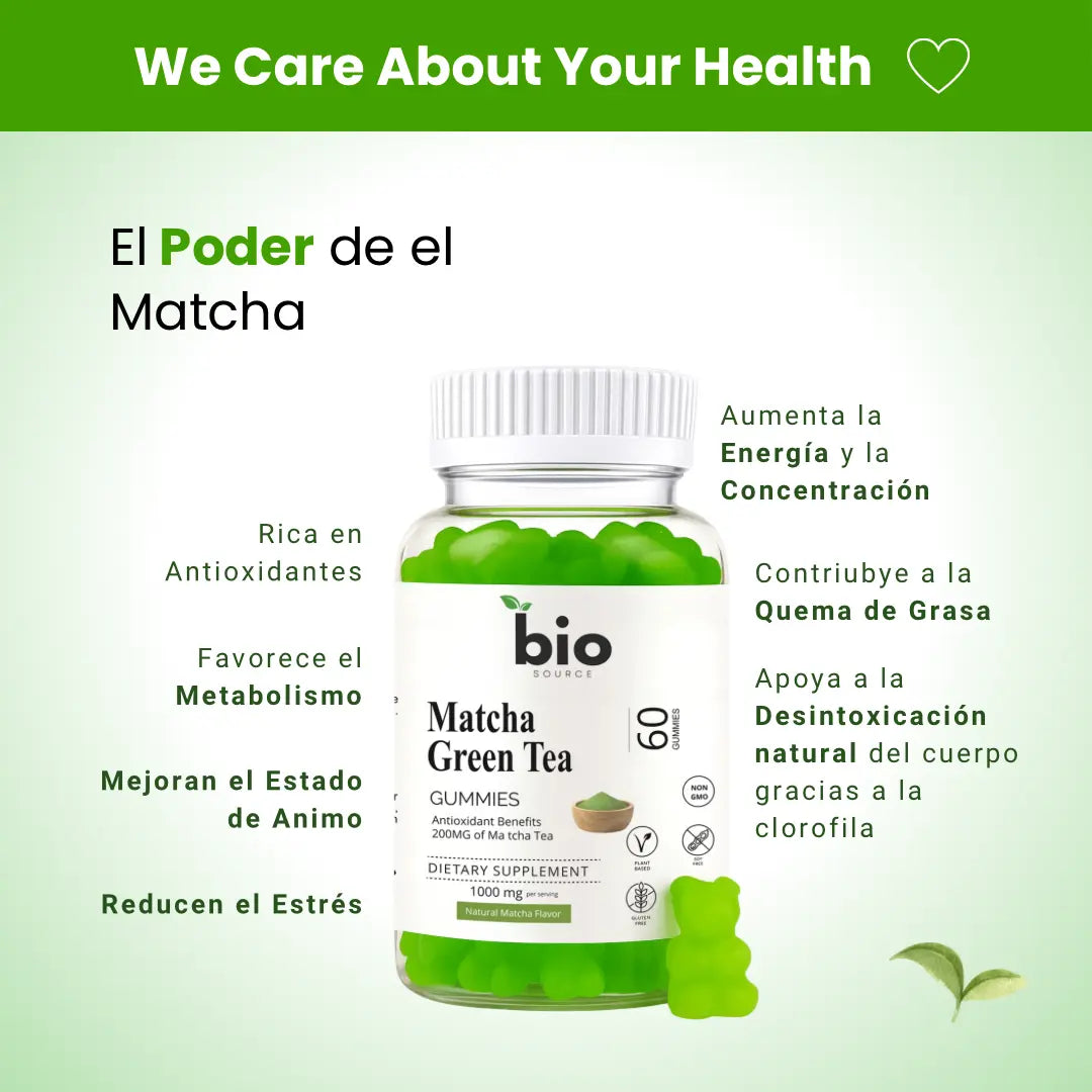 Matcha Gomitas 200mg Sabor Natural - Bio Source