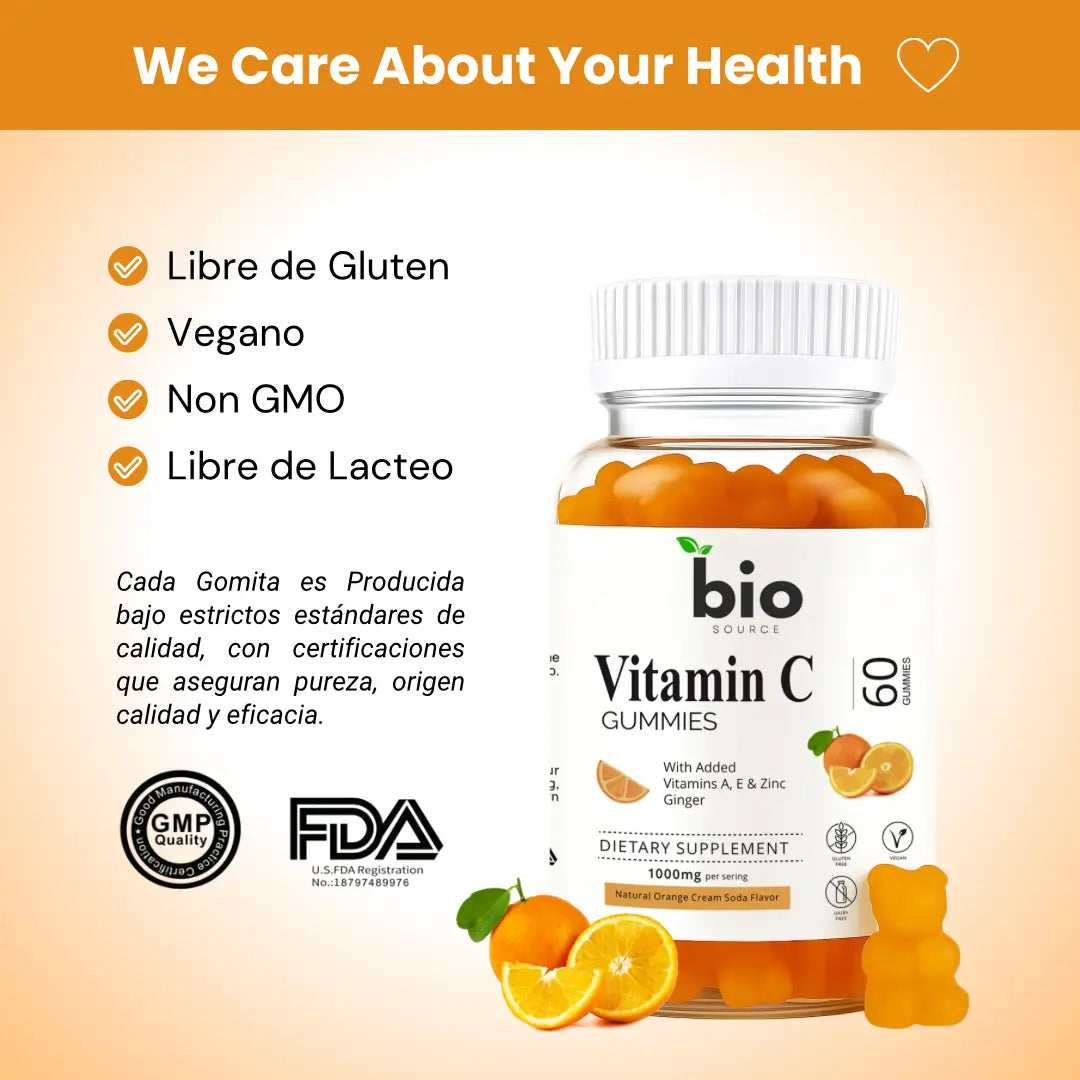 Vitamina C 1000mg por Porción Especial para los Niños en la familia Snack Delicioso y Saludable - Bio Source