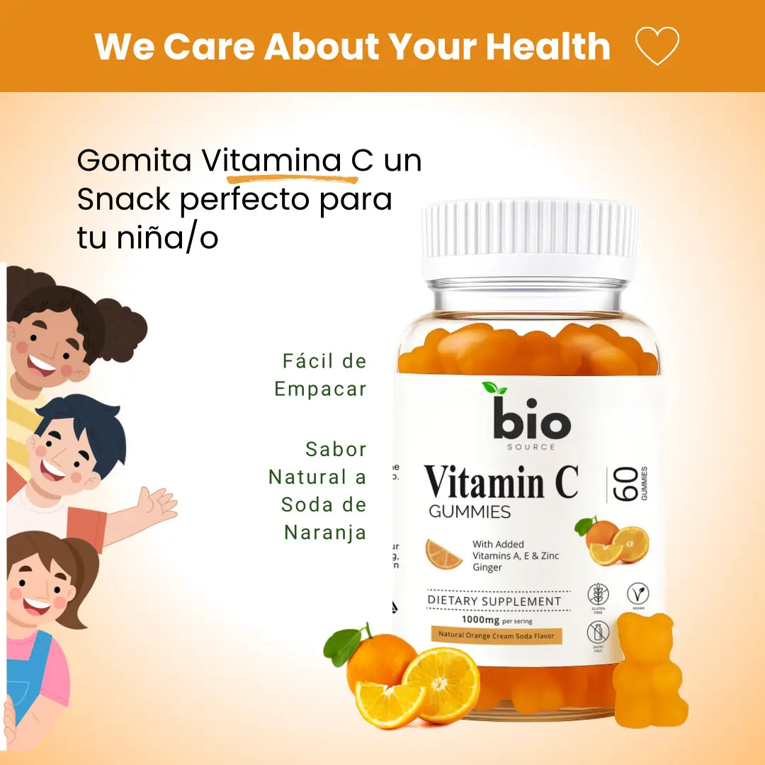 Vitamina C 1000mg por Porción Especial para los Niños en la familia Snack Delicioso y Saludable - Bio Source