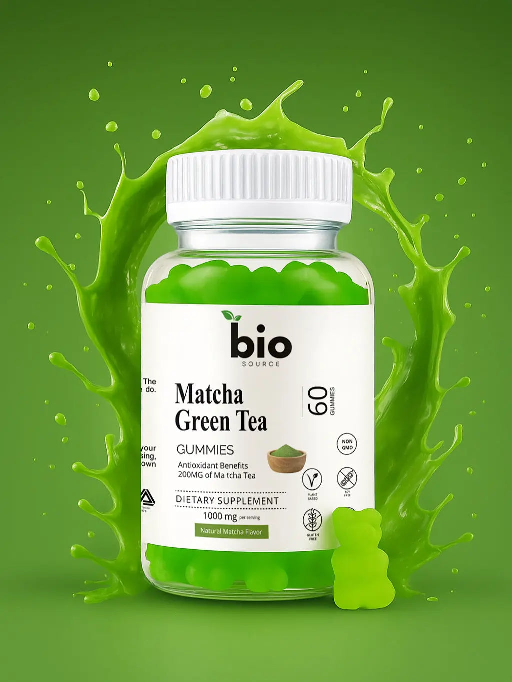 Matcha Gomitas 200mg Sabor Natural - Bio Source