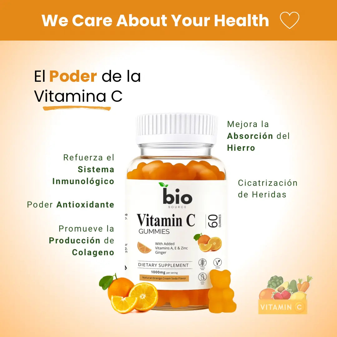 Vitamina C 1000mg por Porción Especial para los Niños en la familia Snack Delicioso y Saludable - Bio Source