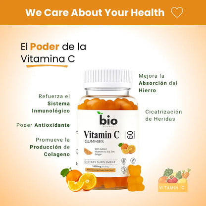 Vitamina C 1000mg por Porción Especial para los Niños en la familia Snack Delicioso y Saludable - Bio Source
