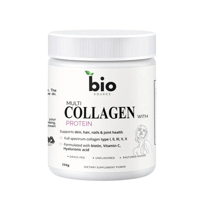 Multi Colageno I, II, III, V, X 10g Proteina en cada Scoop Formulado con Biotina, Acido Hyaluronico y Vitamina C - Bio Source